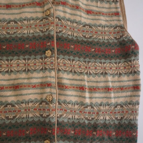 Vintage Woolrich Fair Isle Knit Sweater Vest Cabincore Cottagecore M - Picture 5 of 8